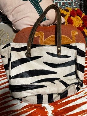 Myra Bag Zebra Print Faux Fur Shoulder Bag